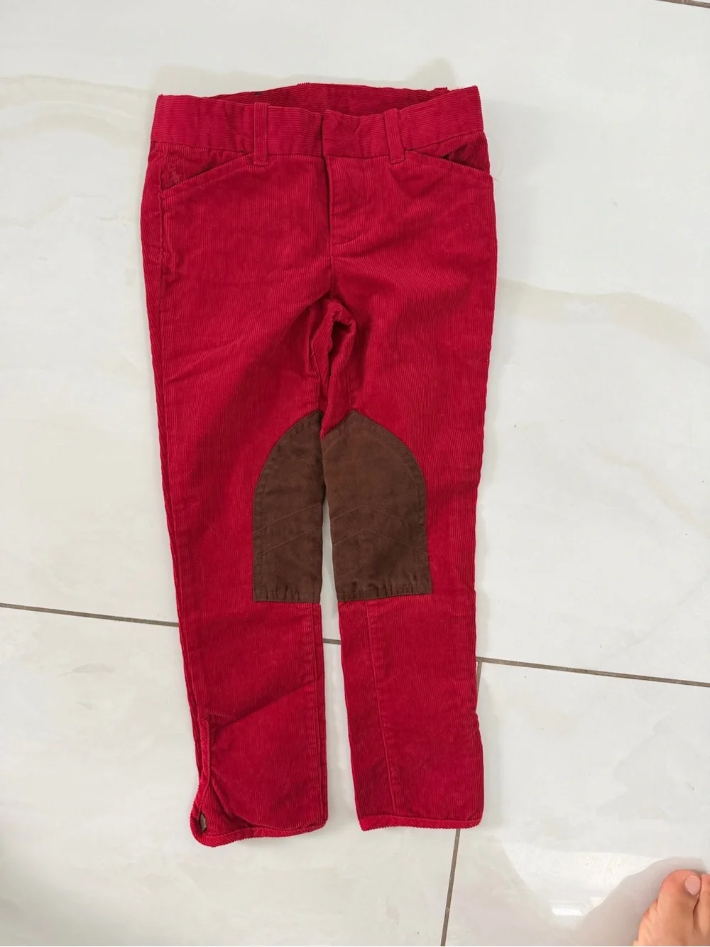 Ralph Lauren Cream Bear Sweater with Red Corduroy Pants